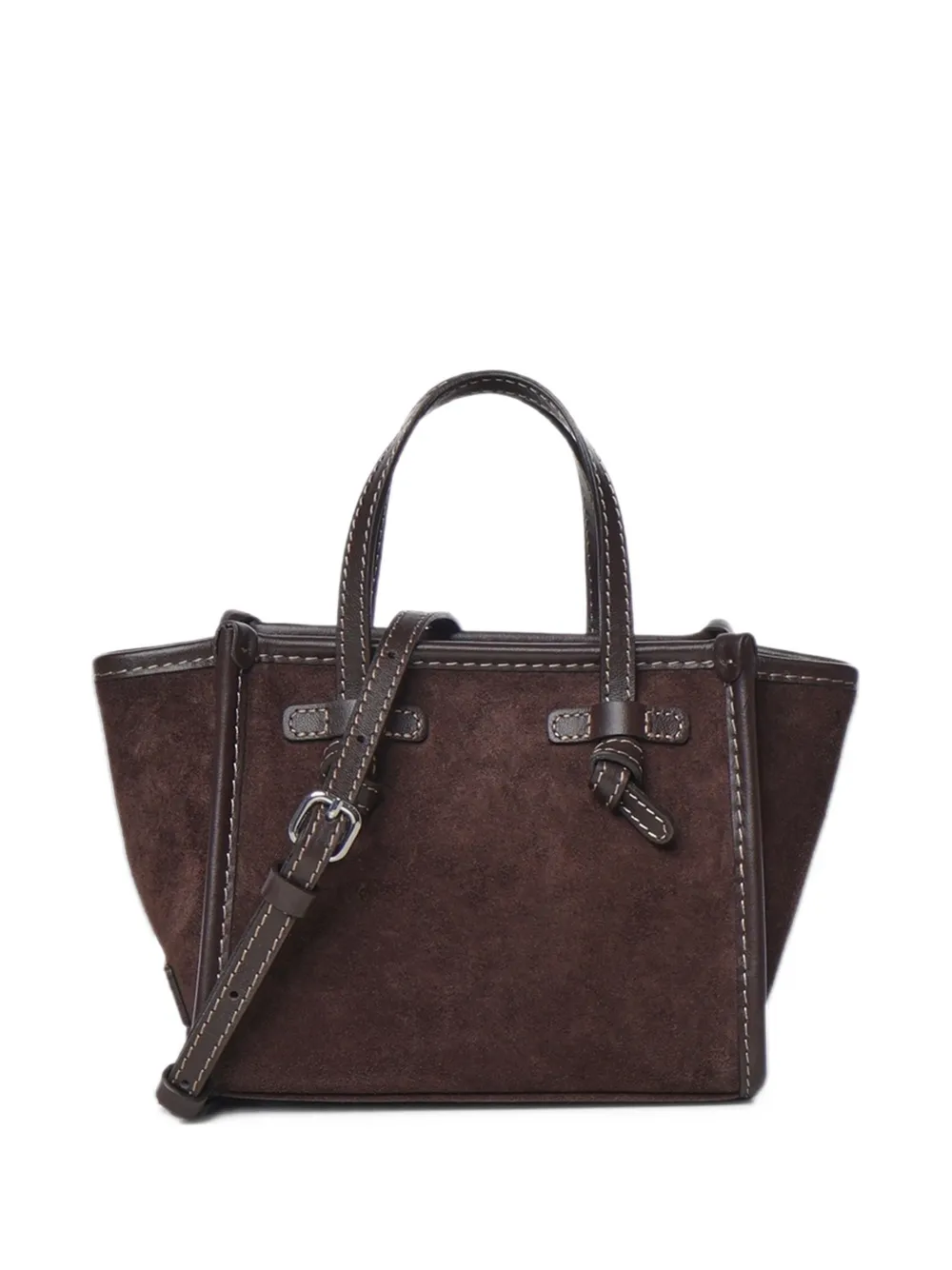 GIANNI CHIARINI small Miss Marcella suede tote bag Bruin