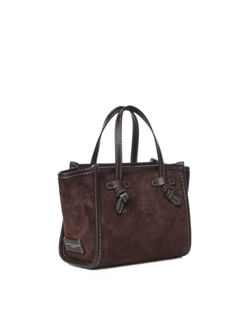 GIANNI CHIARINI small Miss Marcella suede tote bag Bruin