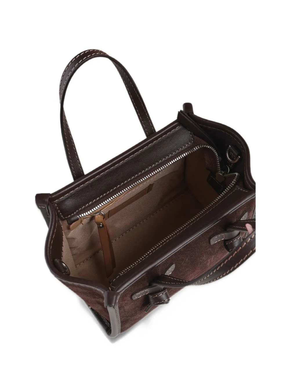 GIANNI CHIARINI small Miss Marcella suede tote bag Bruin