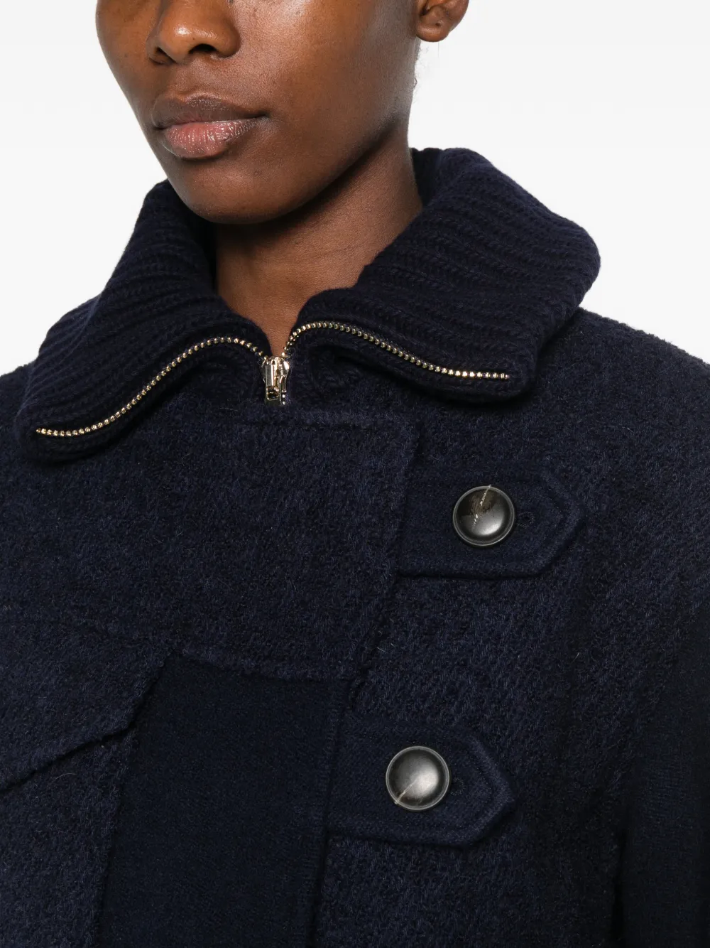 Ba&Sh Dora button-up panelled cropped jacket Blauw