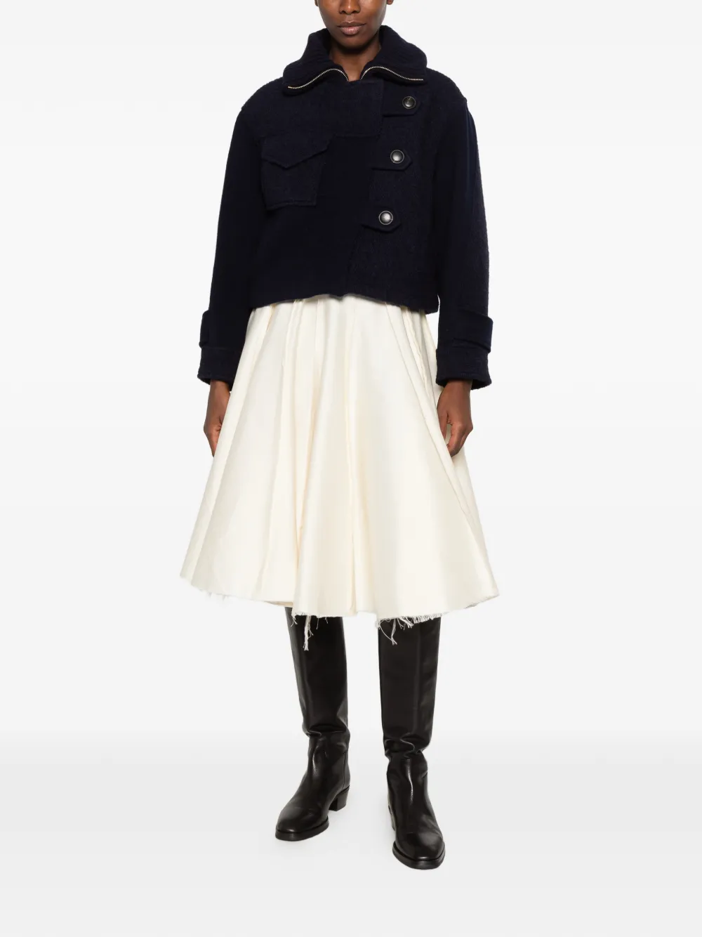 Ba&Sh Dora button-up panelled cropped jacket Blauw