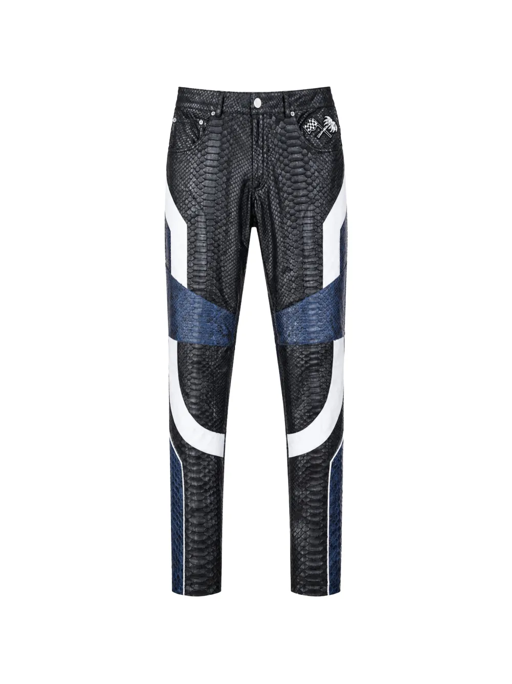 Philipp Plein Las Vegas Racing python-leather trousers - Black