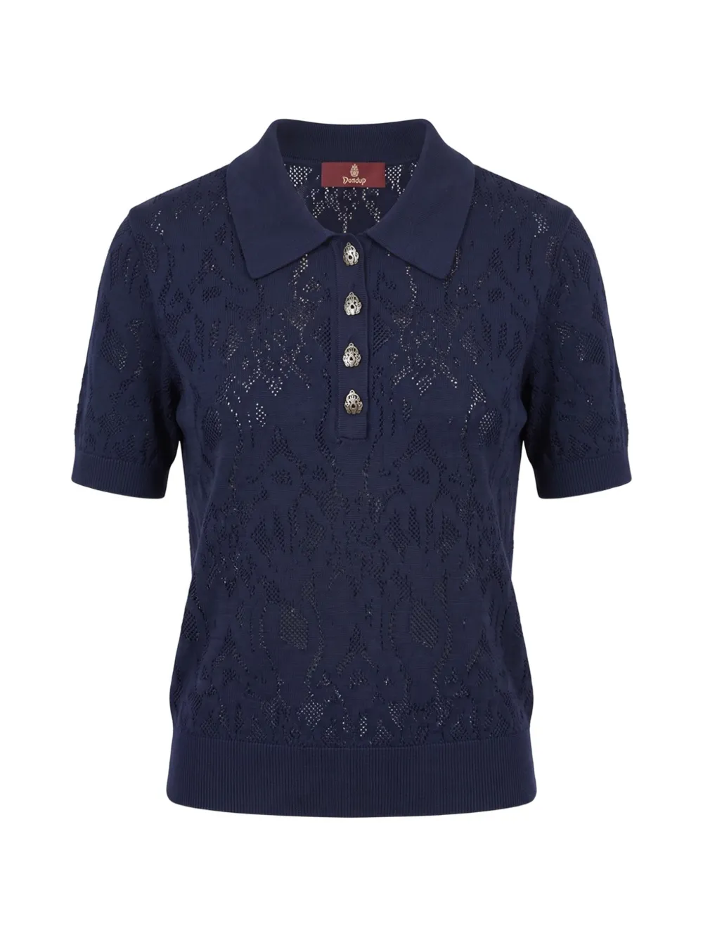 DONDUP pointelle-knit polo shirt Blauw