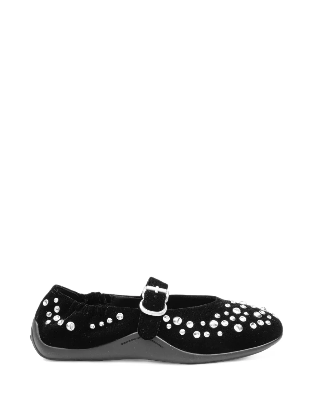 Ash Ballerine Mimosa in velluto con borchie - Nero
