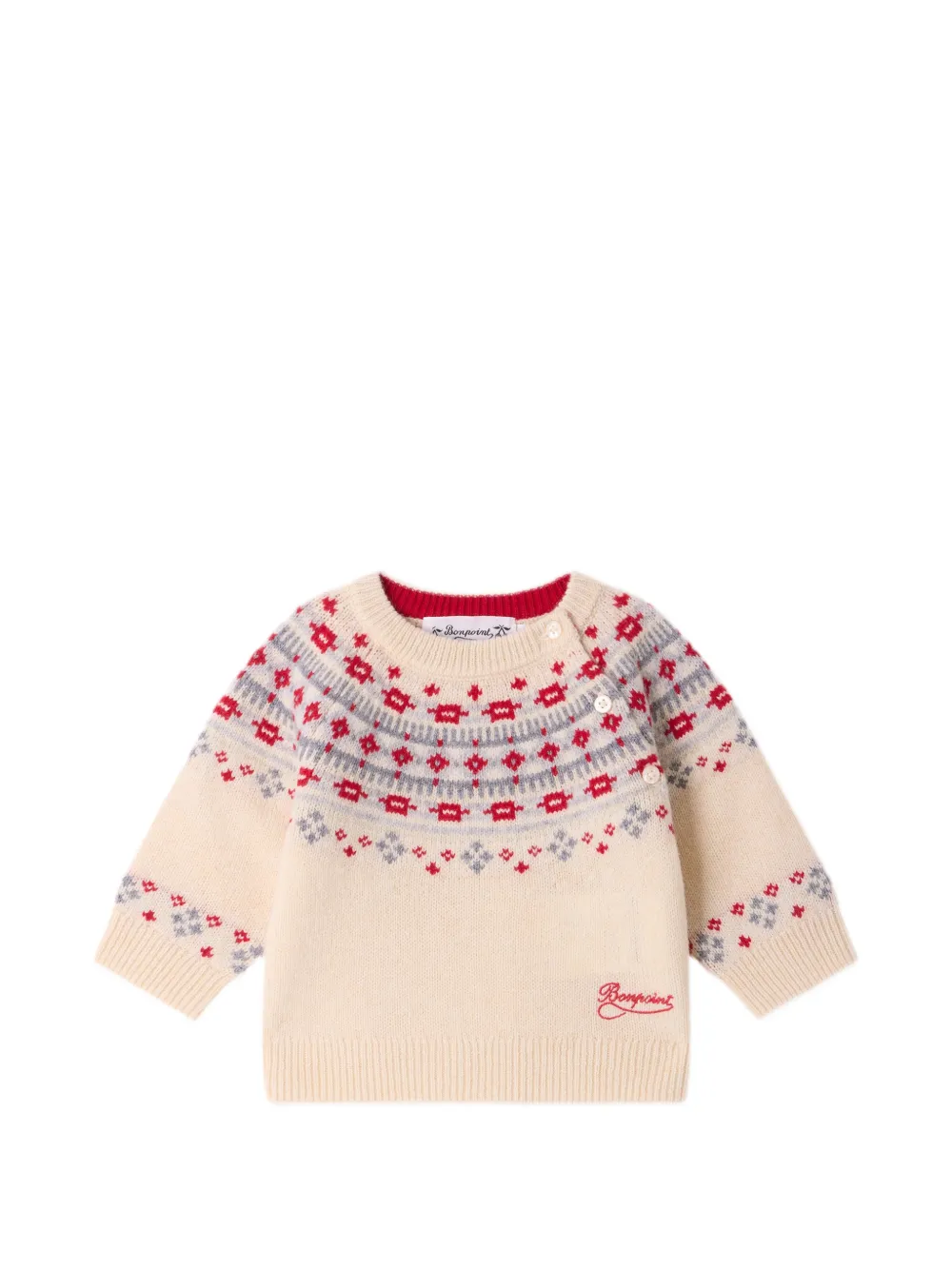 Bonpoint Melrose Pullover mit Norwegermuster - Nude