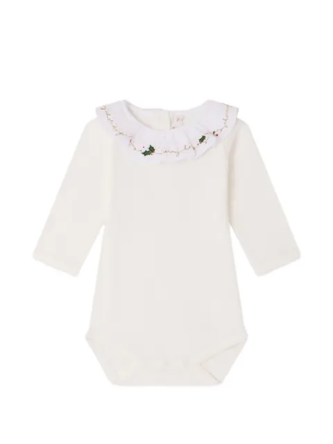 Bonpoint June embroidered ruffled-collar bodysuit