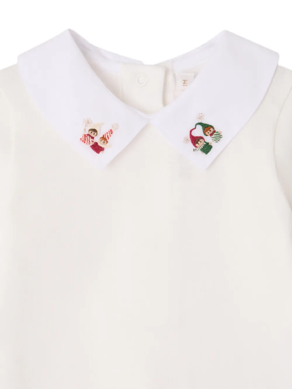 Bonpoint embroidered Peter Pan collar bodysuit Beige
