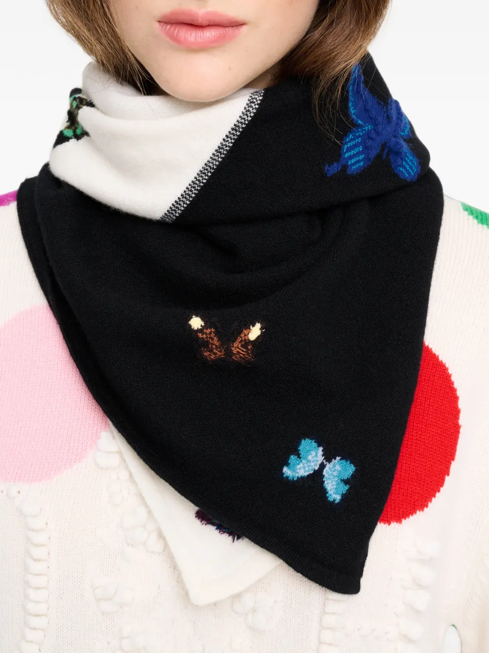 Barrie x Damien Hirst The Butterflies gebreide sjaal Zwart
