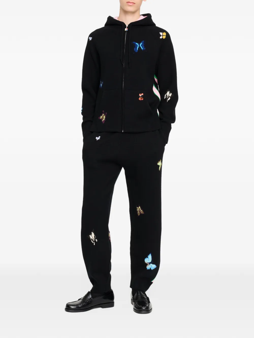 Barrie x Damien Hirst The Butterflies intarsia gebreide trainingsbroek Zwart