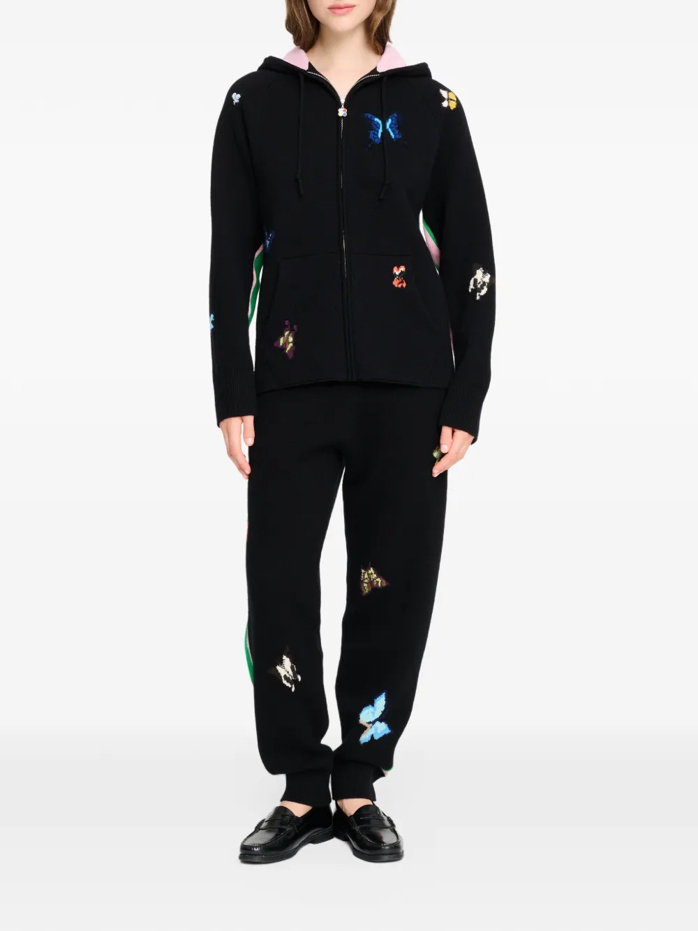 Barrie x Damien Hirst The Butterflies intarsia gebreide trainingsbroek Zwart