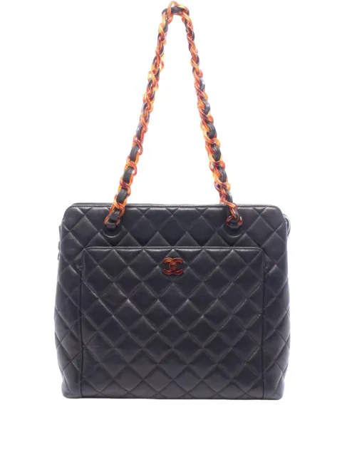 CHANEL Pre-Owned 1997-1999 CC Quilted Lambskin Tortoiseshell tote bag