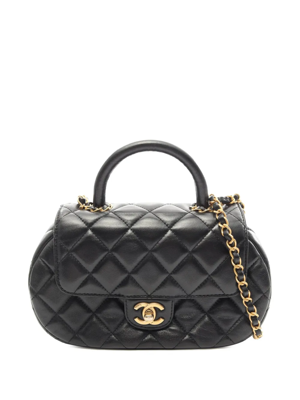 CHANEL Pre-Owned 2021-2026 CC Quilted Lambskin Top Handle Bag satchel - Black