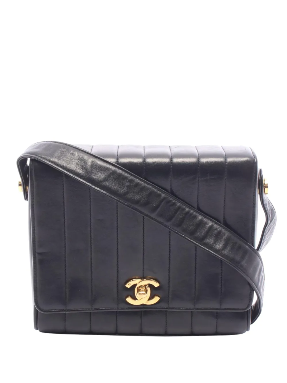 CHANEL Pre-Owned 1991-1994 CC Vertical Quilt Lambskin Mademoiselle Flap crossbody bag - Black
