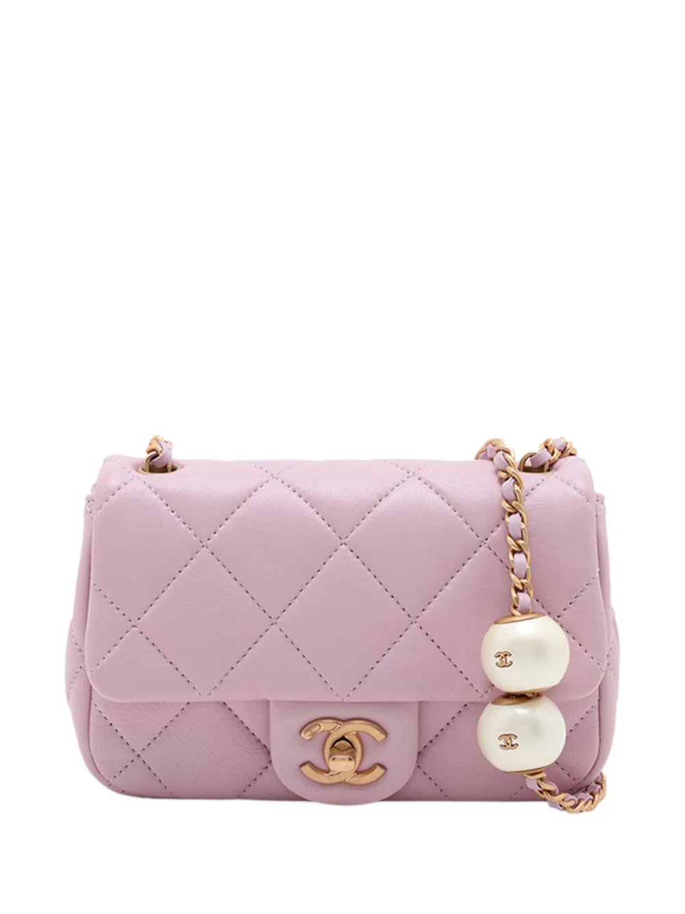 CHANEL Pre-Owned 2021-2026 Mini Quilted Iridescent Lambskin Pearly Flap crossbody bag - Rosa