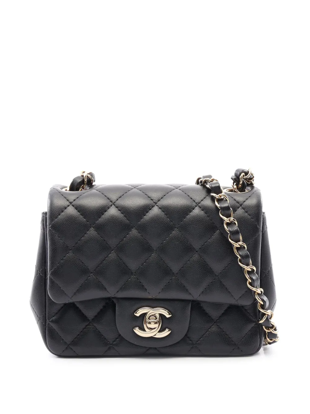 CHANEL Pre-Owned 2021-2026 Mini Square Classic Lambskin Single Flap crossbody bag - Black