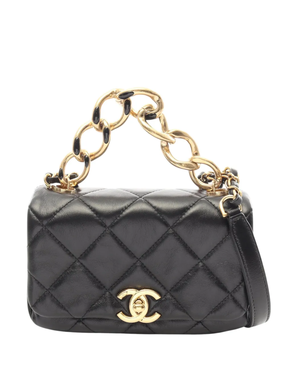 CHANEL Pre-Owned 2021-2026 Mini Quilted Lambskin Color Match Flap satchel - Nero