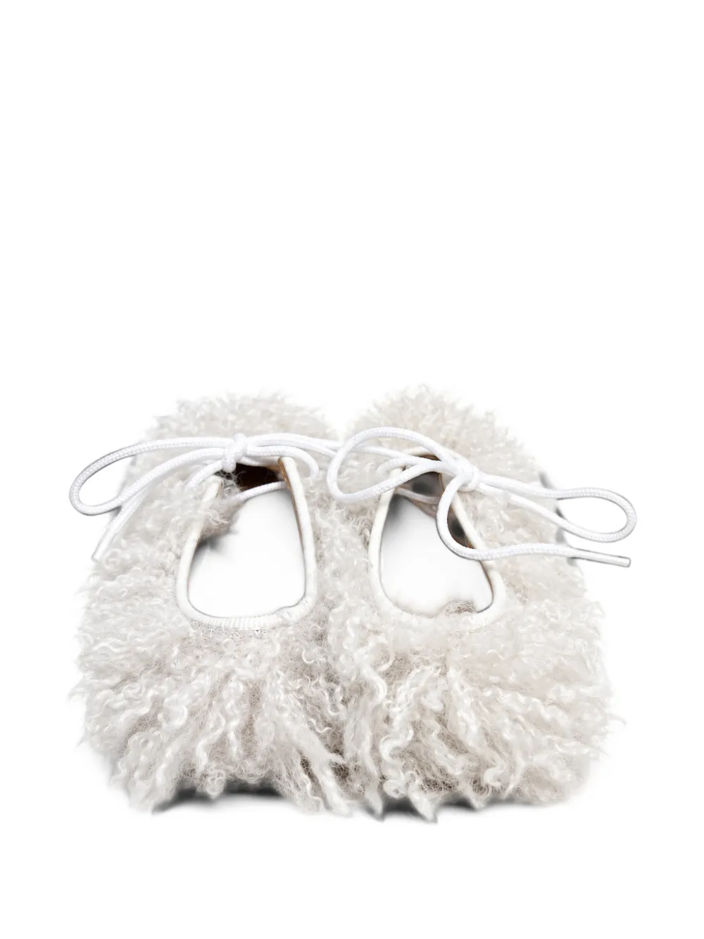 Eli1957 faux-fur tie-fastening ballet flats - Bianco