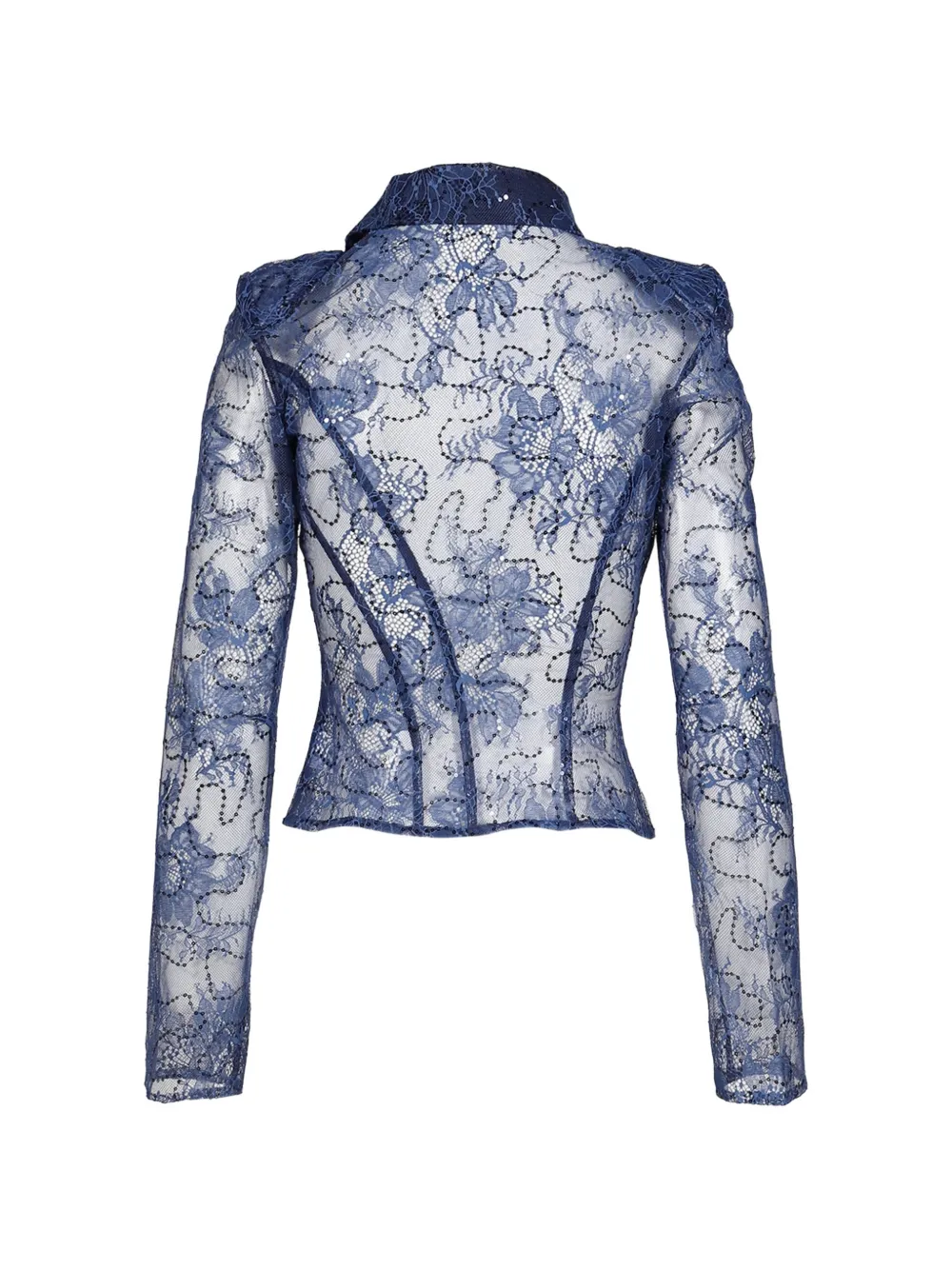 Natasha Zinko Blouska sequin-embellished lace shirt Blauw
