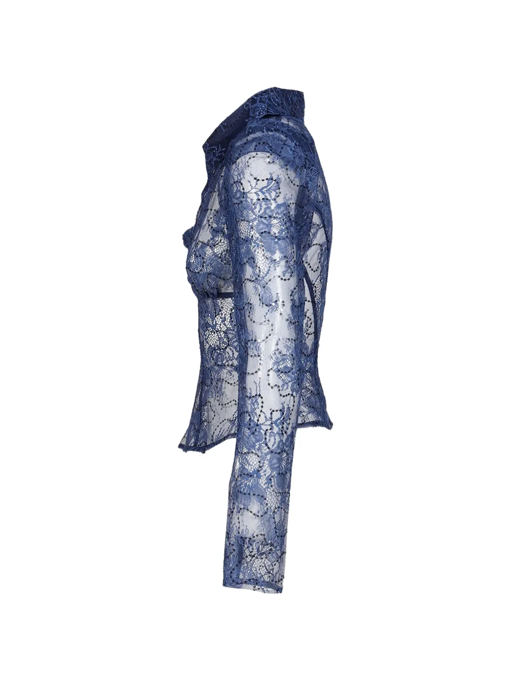 Natasha Zinko Blouska sequin-embellished lace shirt Blauw