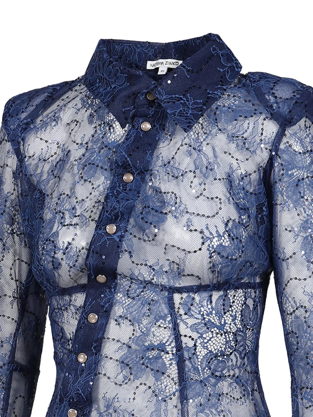 Natasha Zinko Blouska sequin-embellished lace shirt Blauw