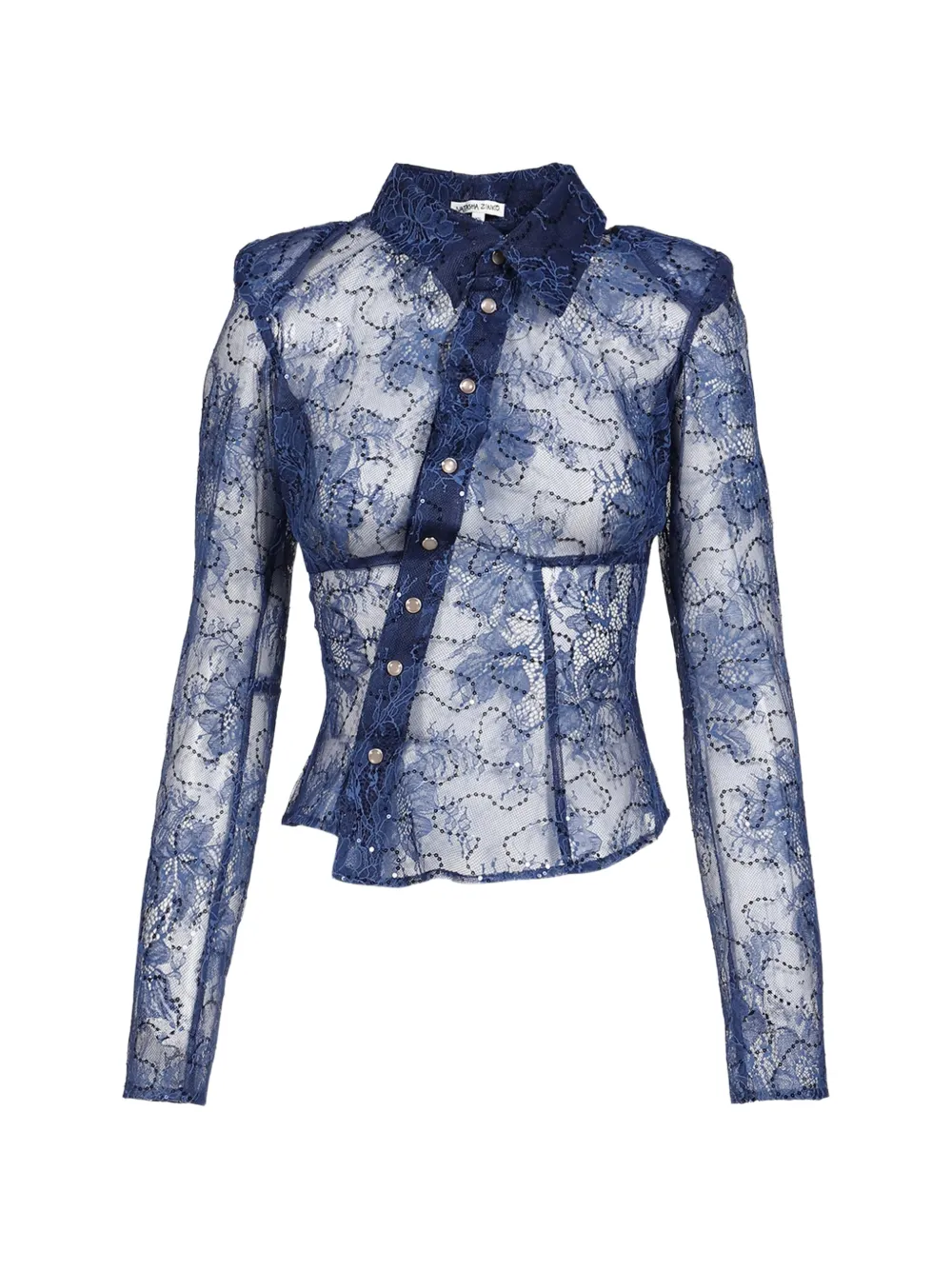 Natasha Zinko Blouska sequin-embellished lace shirt - Blau