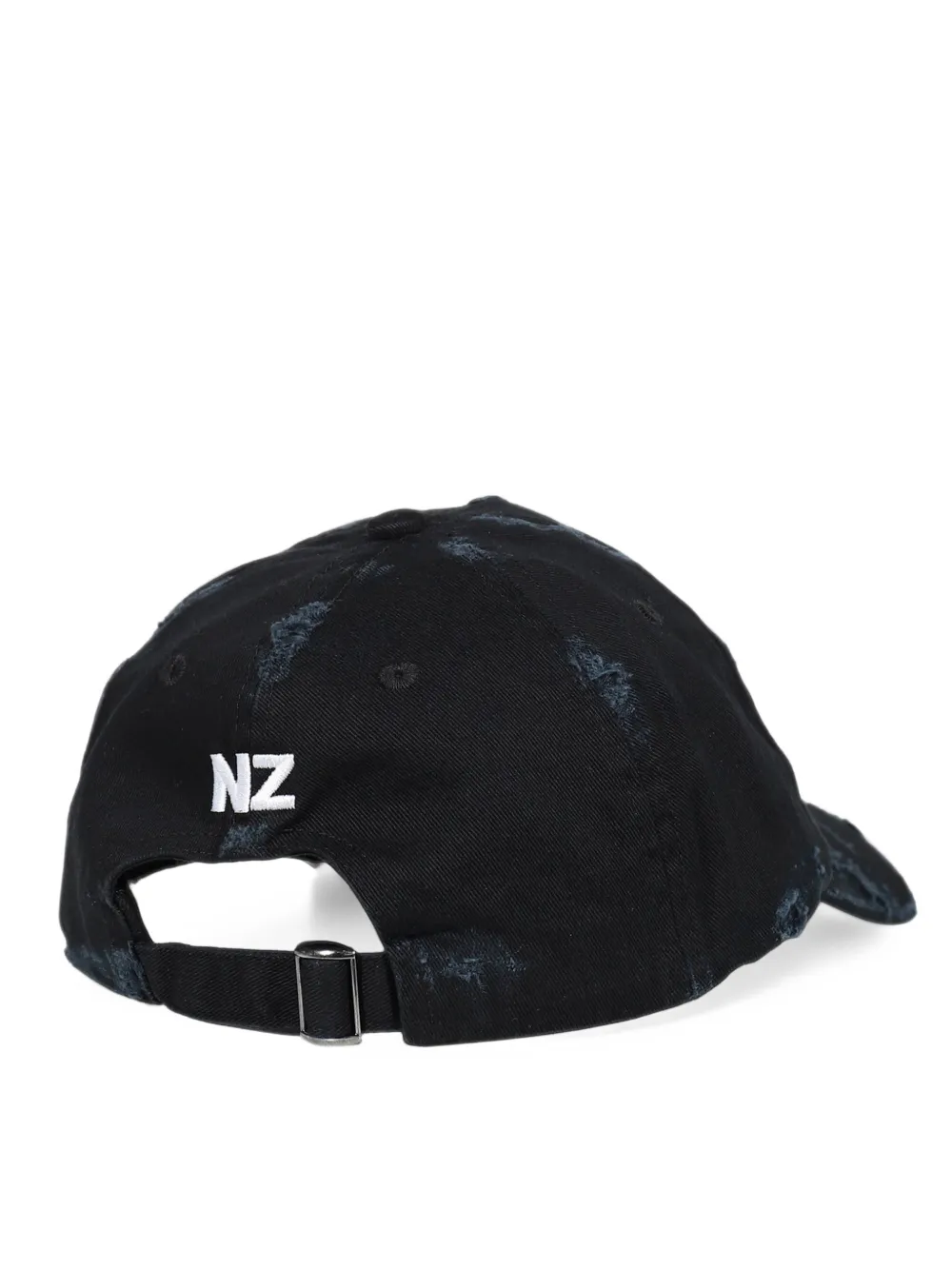 Natasha Zinko Baby Sitter distressed slogan-embroidered cap Zwart