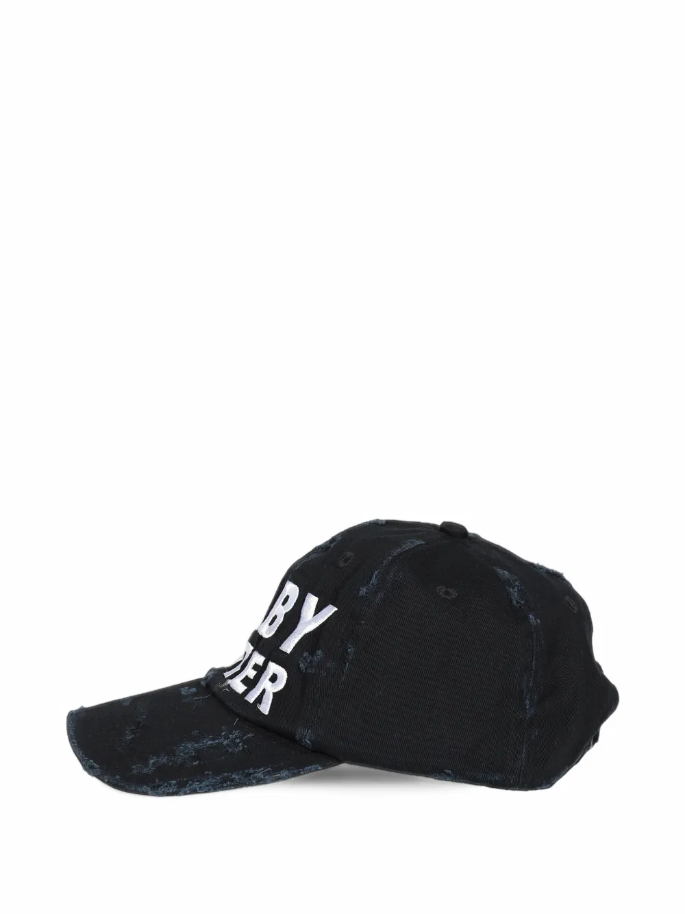 Natasha Zinko Baby Sitter distressed slogan-embroidered cap Zwart