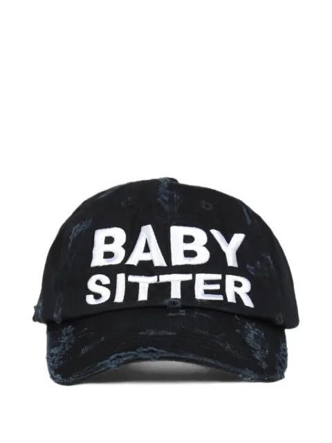 Natasha Zinko Baby Sitter distressed slogan-embroidered cap