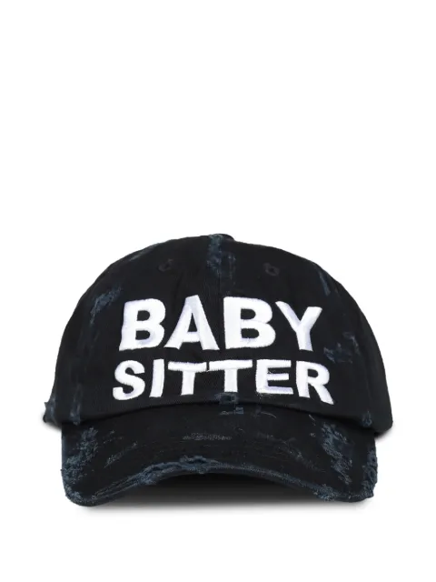 Natasha Zinko Baby Sitter distressed slogan-embroidered cap