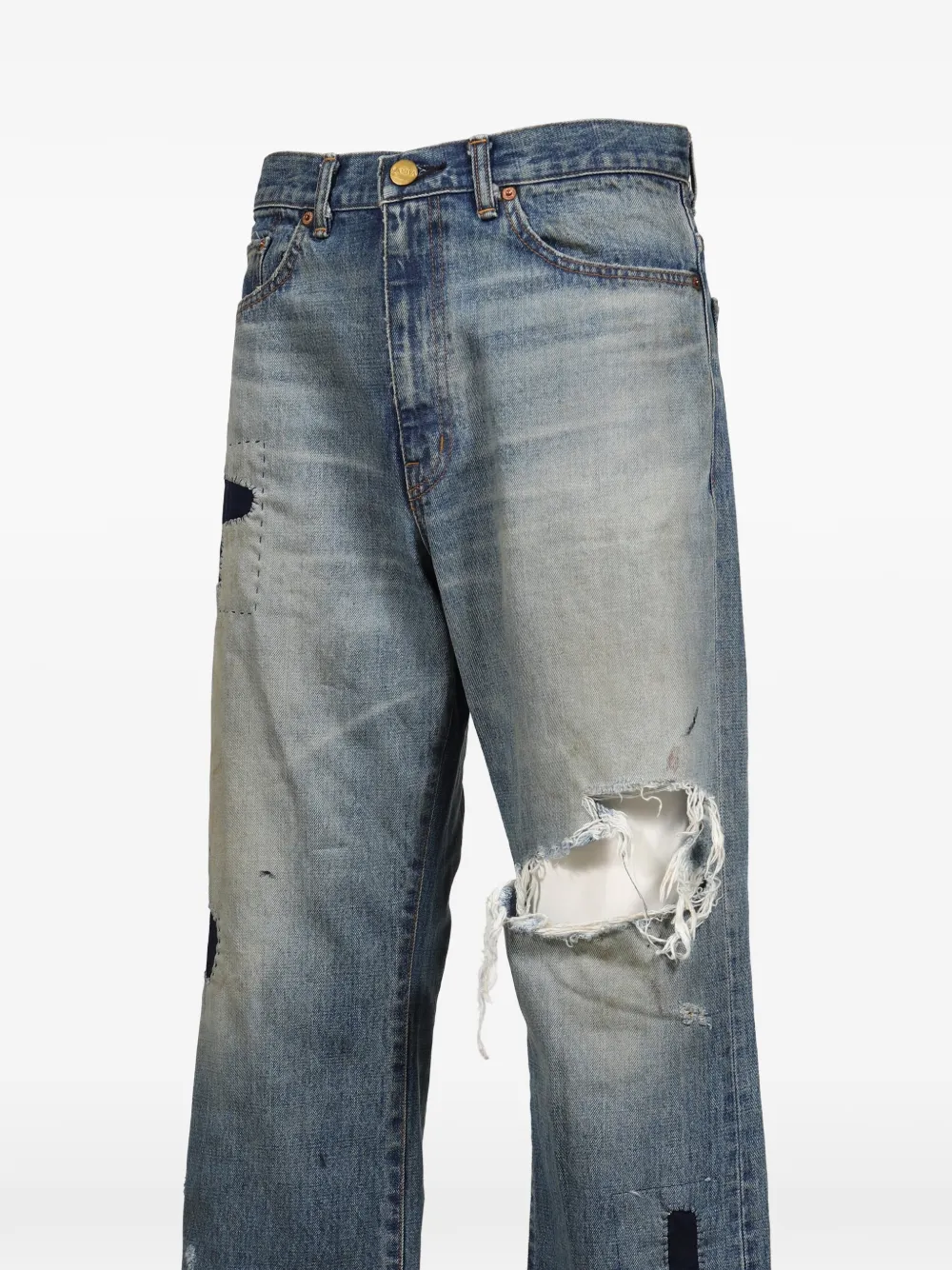 KAMIYA Gerepareerde bootcut jeans Blauw