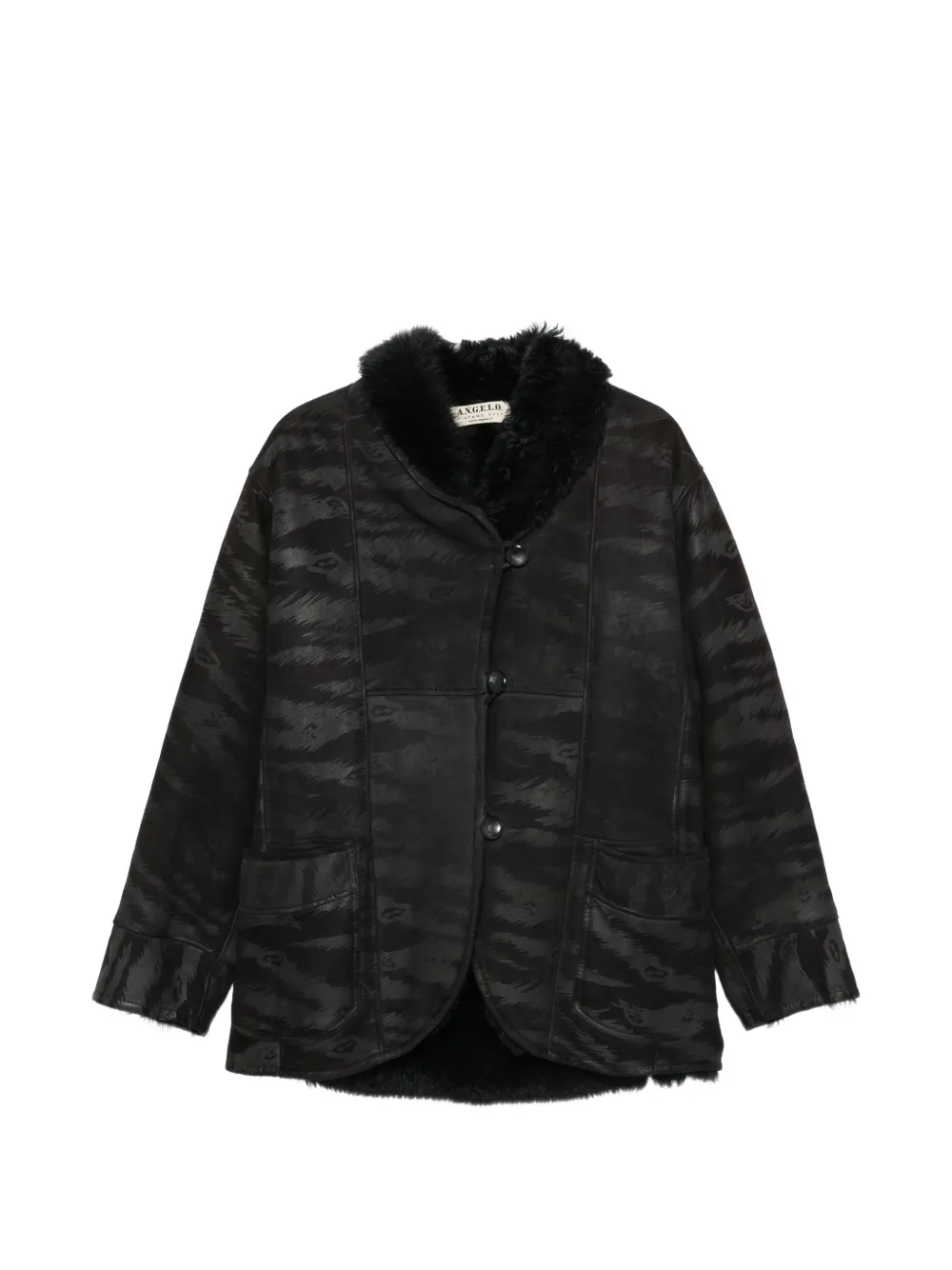 A.N.G.E.L.O. Vintage Cult 1980s Shearling-Mantel mit Tiger-Print - Schwarz