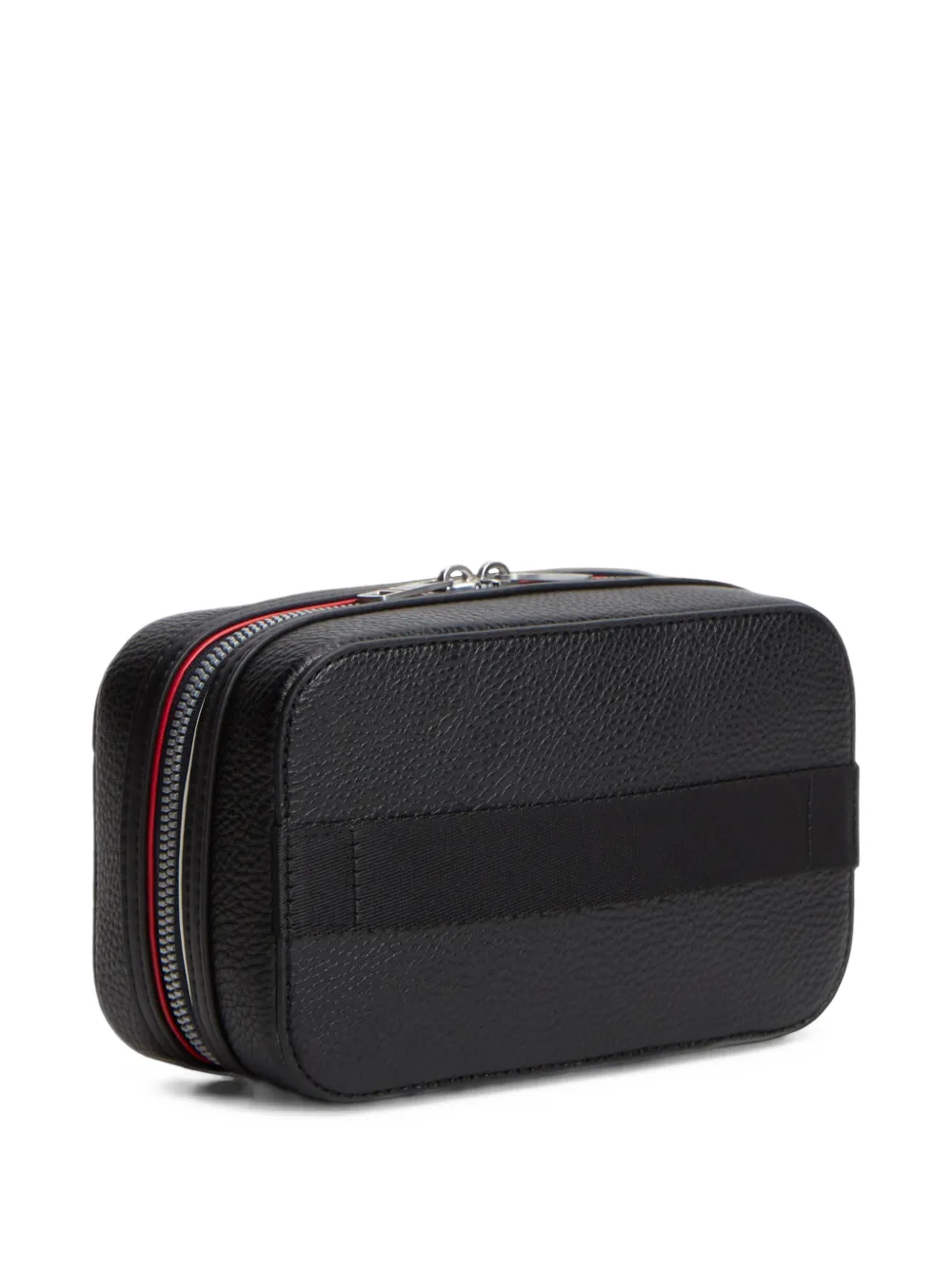 Tommy Hilfiger logo-plaque pebbled wash bag Zwart