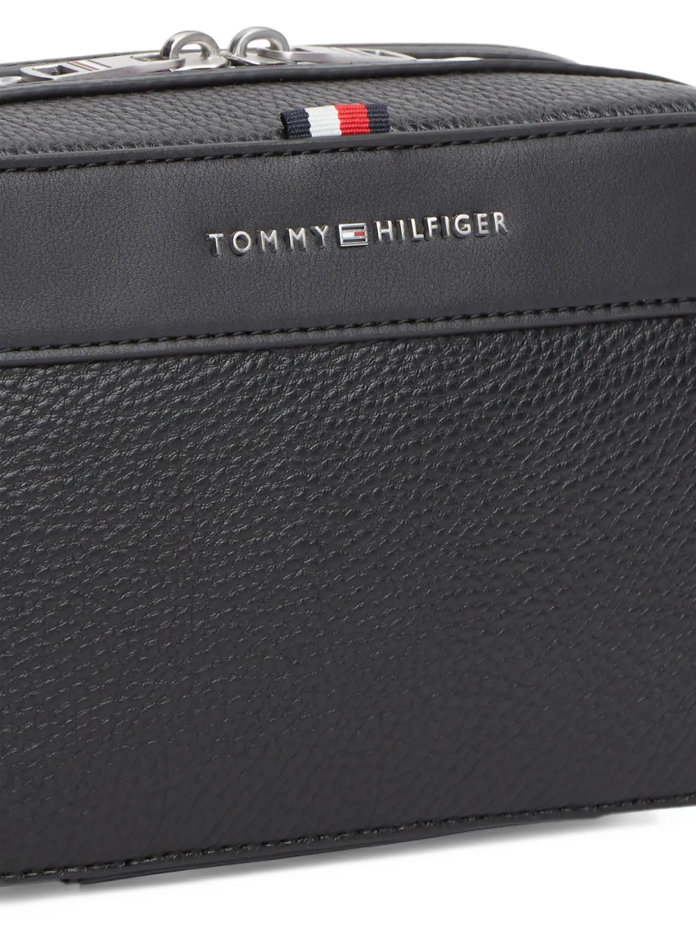 Tommy Hilfiger logo-plaque pebbled wash bag Zwart