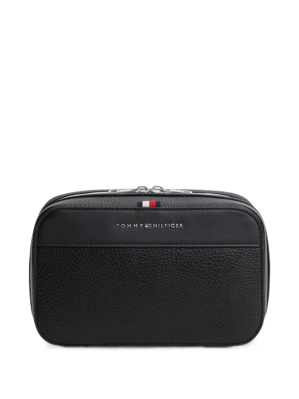 Tommy Hilfiger logo-plaque pebbled wash bag - Schwarz
