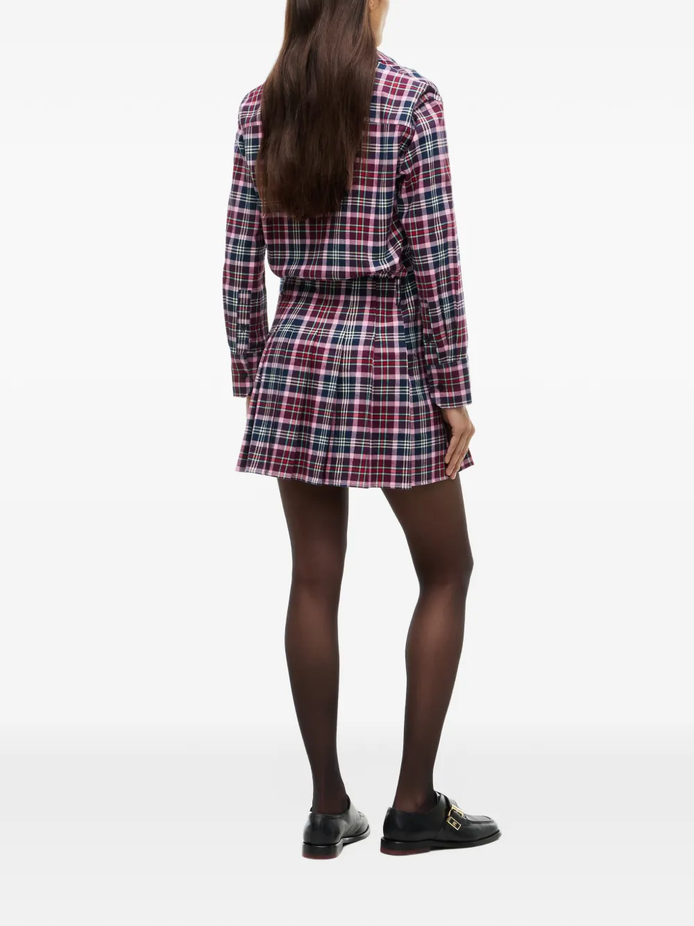 Tommy Hilfiger Geplooide mini-jurk met ruit-print Blauw