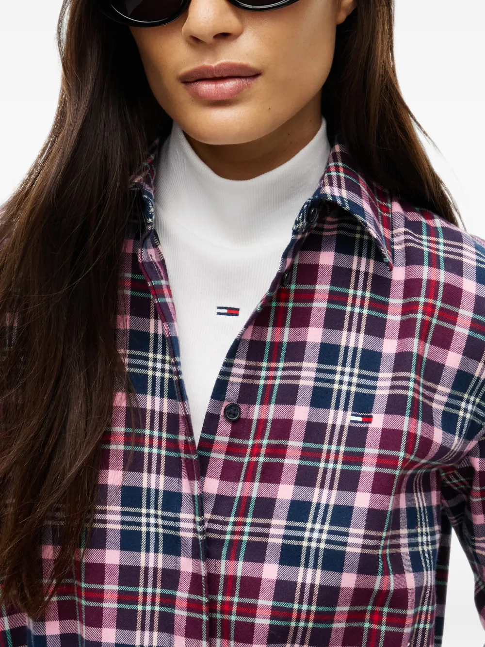 Tommy Hilfiger Geplooide mini-jurk met ruit-print Blauw