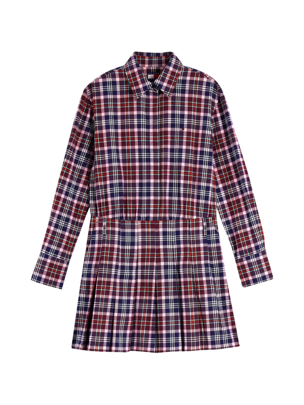 Tommy Hilfiger Geplooide mini-jurk met ruit-print Blauw