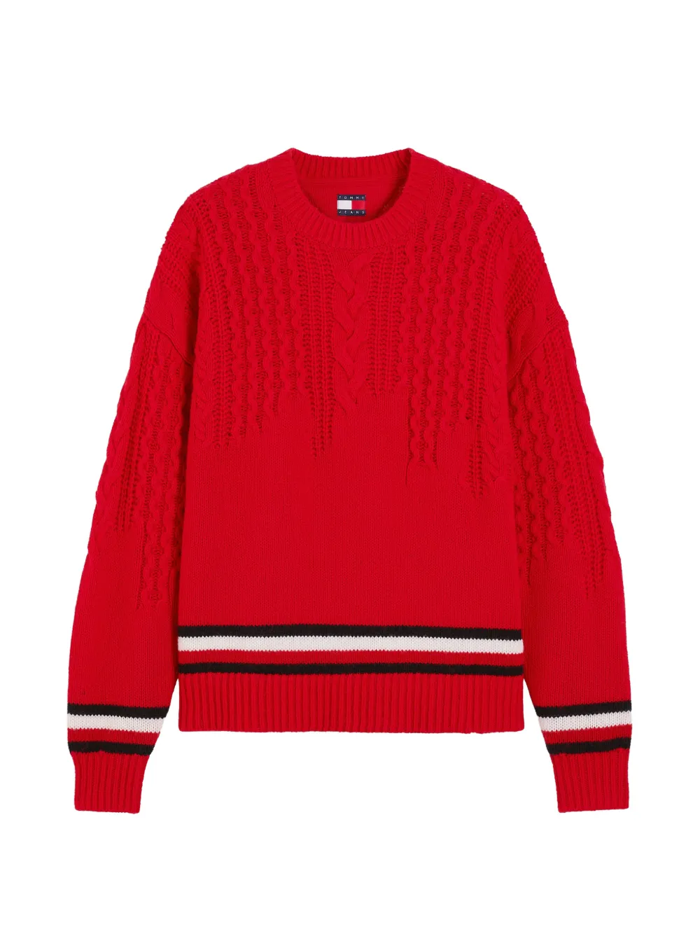 Tommy Hilfiger cable-knit striped sweater - Rot