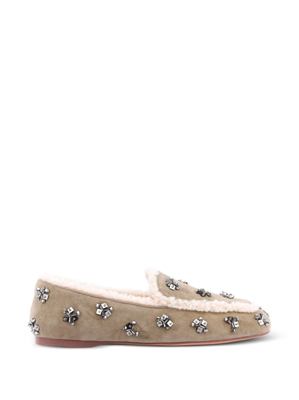 Lola Cruz Nivea crystal-embellished shearling-trim loafers - Toni neutri
