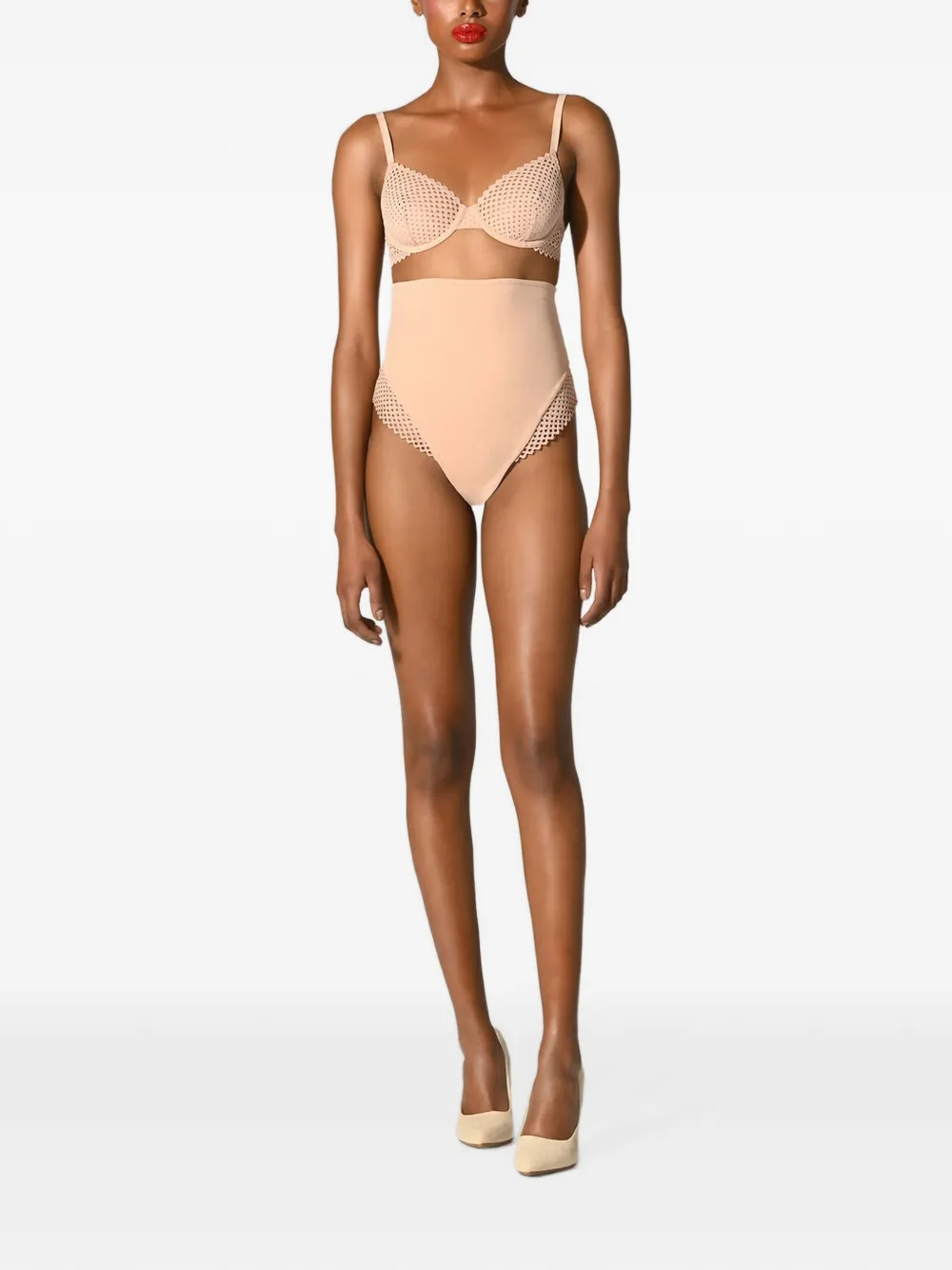 Wolford Romantic Net high-waist slip Roze