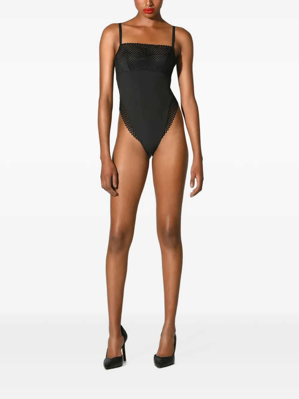 Wolford Romantic Net body met beugel Zwart