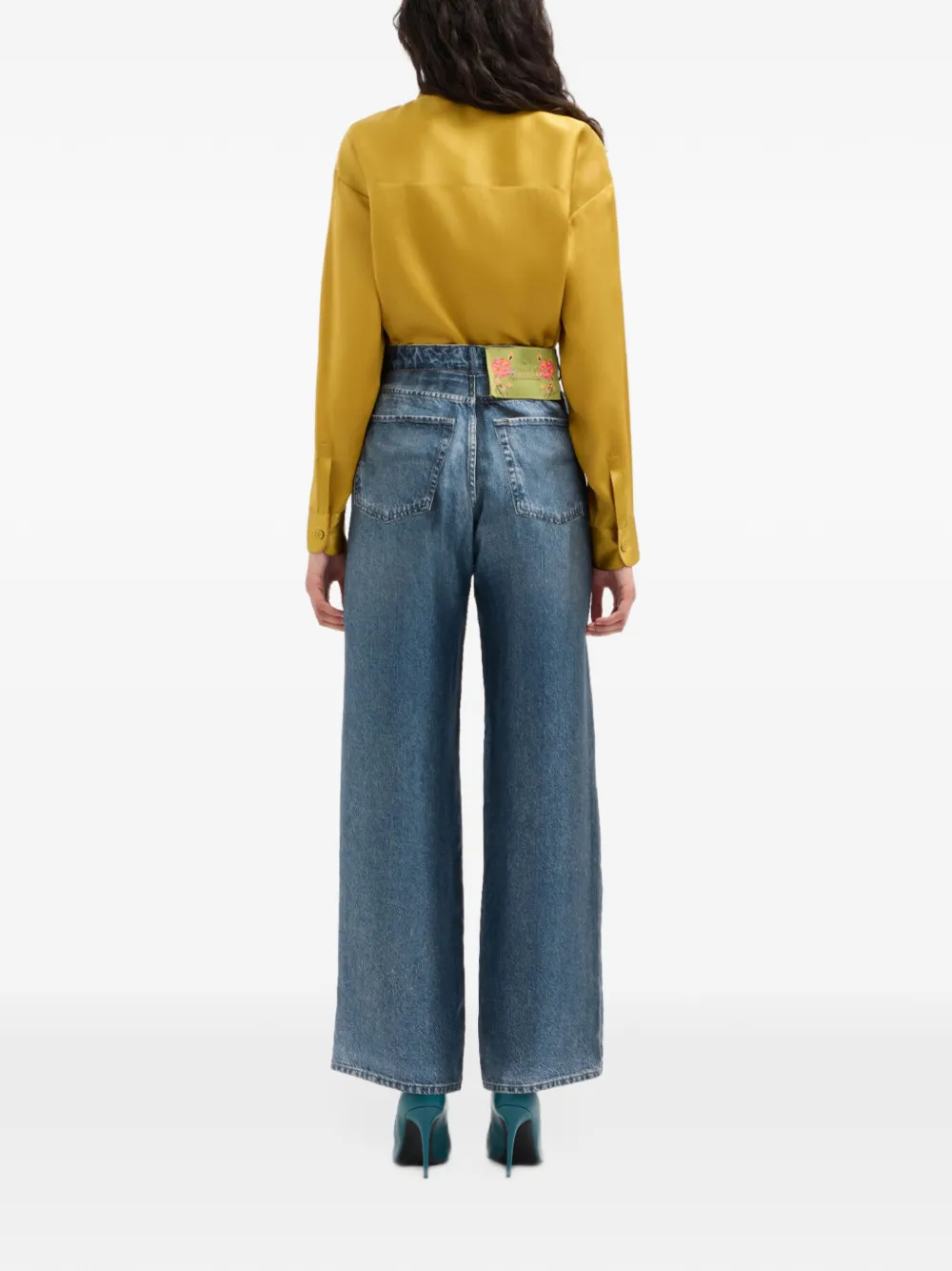Pierre-Louis Mascia Aloe zijden broek met imitatiedenim-effect Blauw