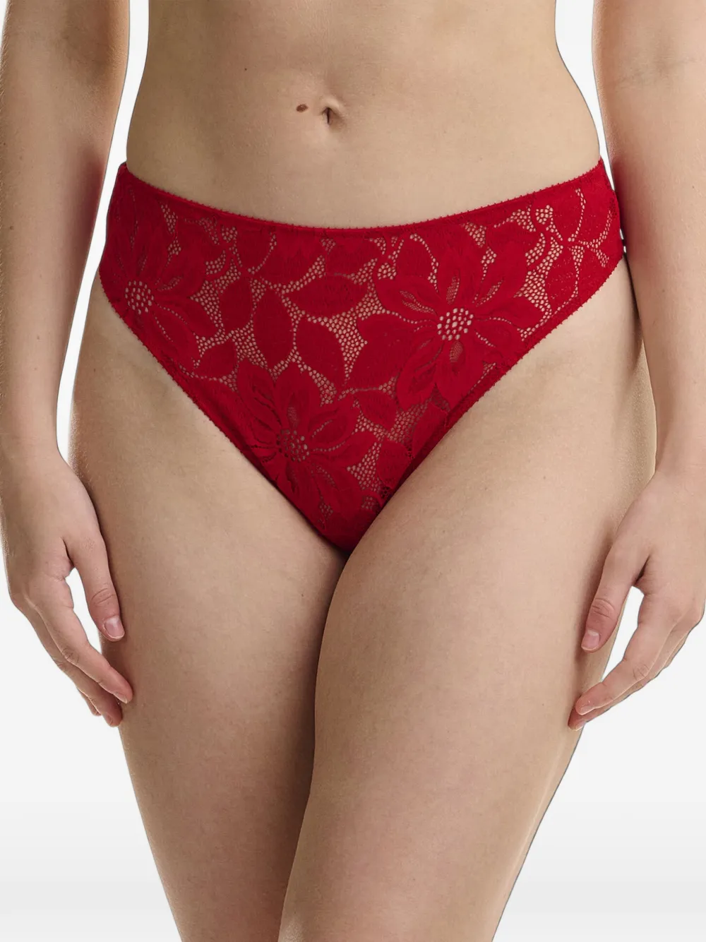 Wolford floral-lace thong Rood