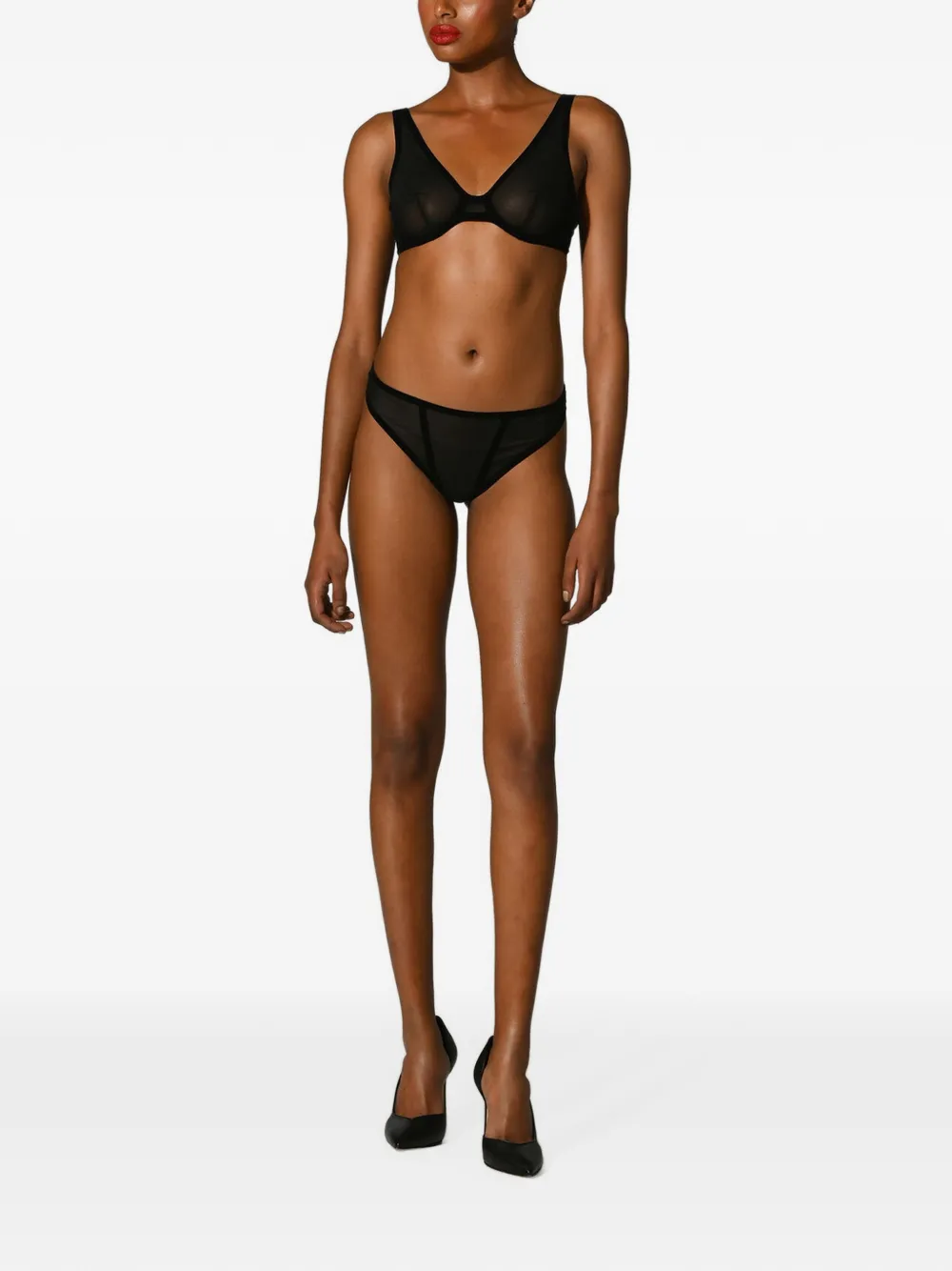 Wolford tulle velvet-trim plunge bra Zwart