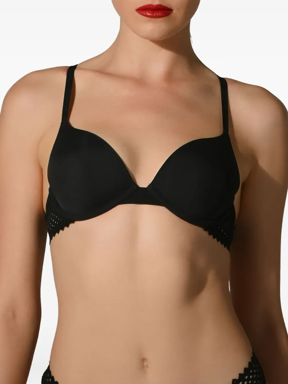 Wolford Romantic Net lace-trimmed push-up bra Zwart