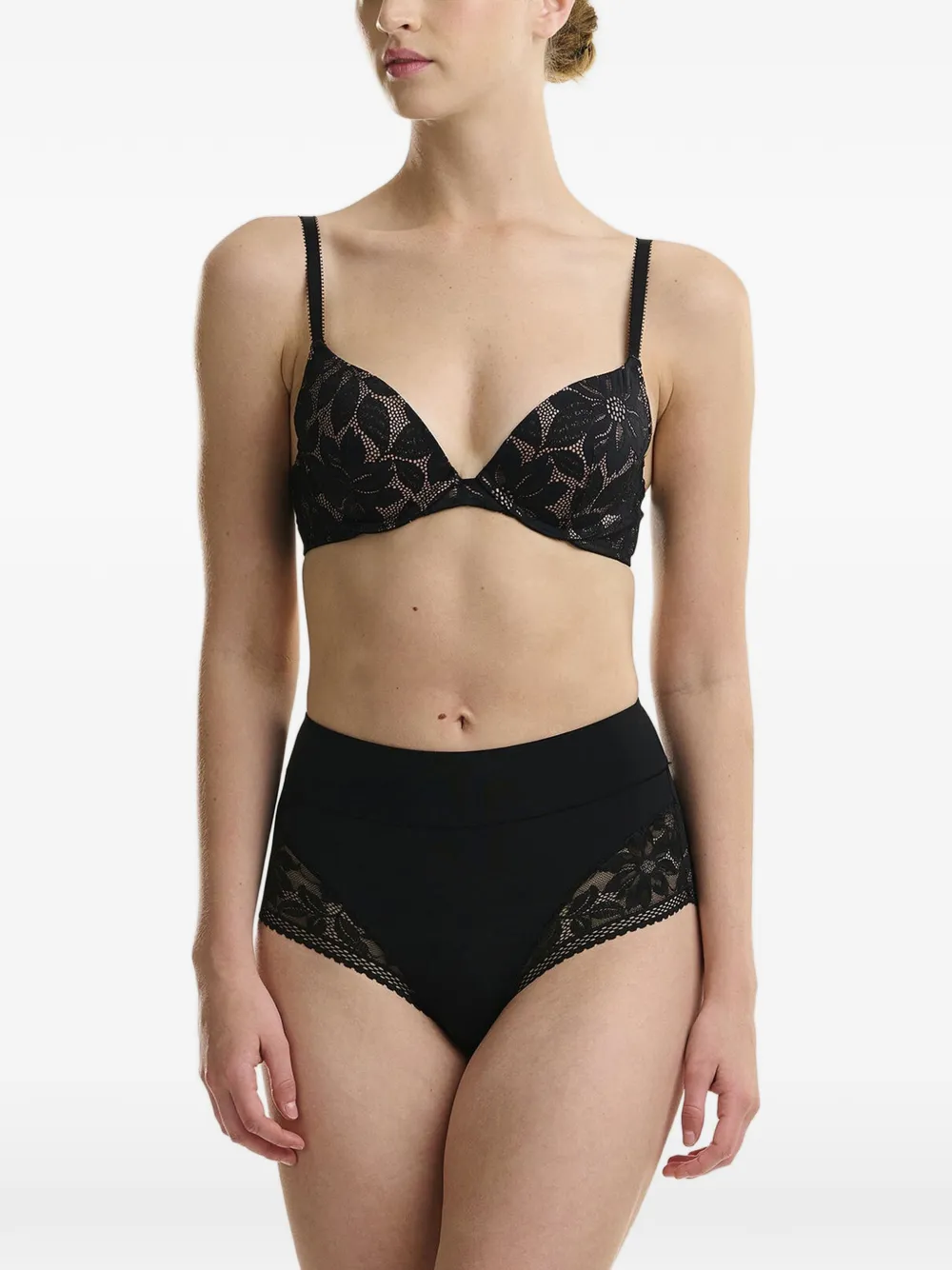 Wolford floral-lace push-up bra Zwart