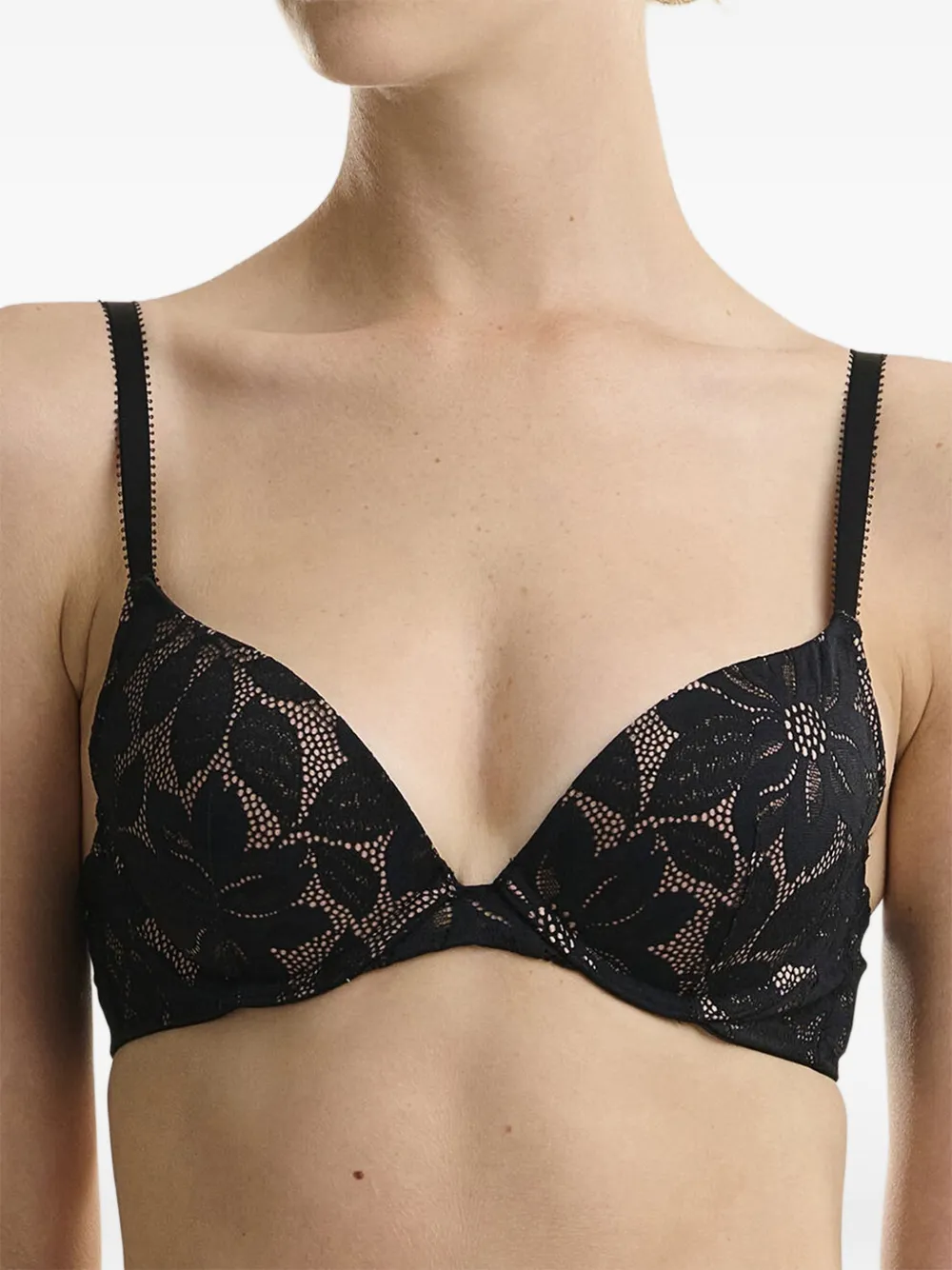 Wolford floral-lace push-up bra Zwart