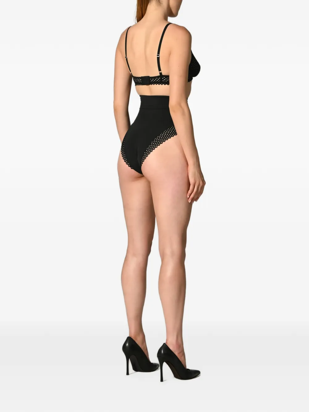 Wolford Romantic Net high-waist slip Zwart