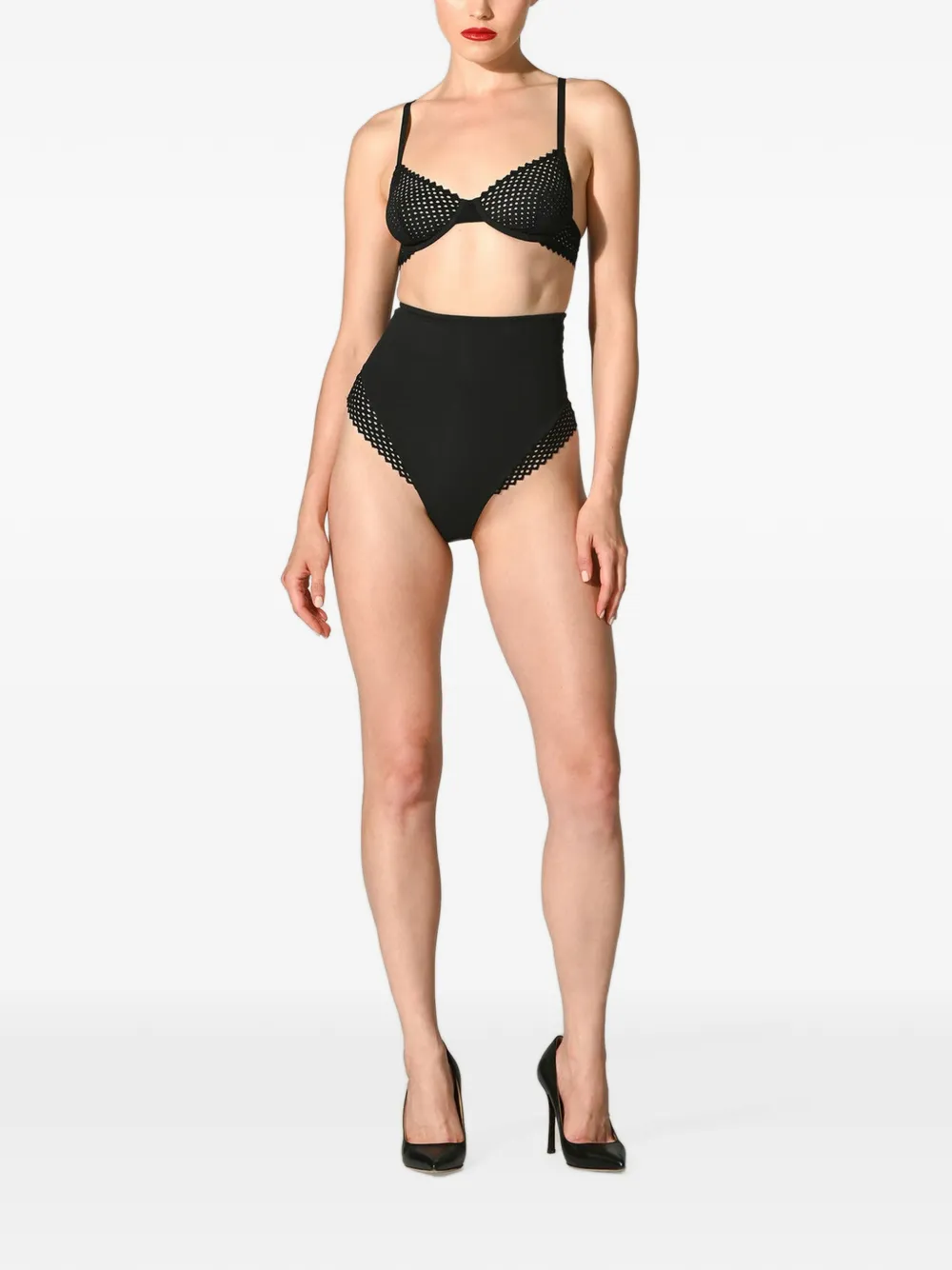 Wolford Romantic Net high-waist slip Zwart