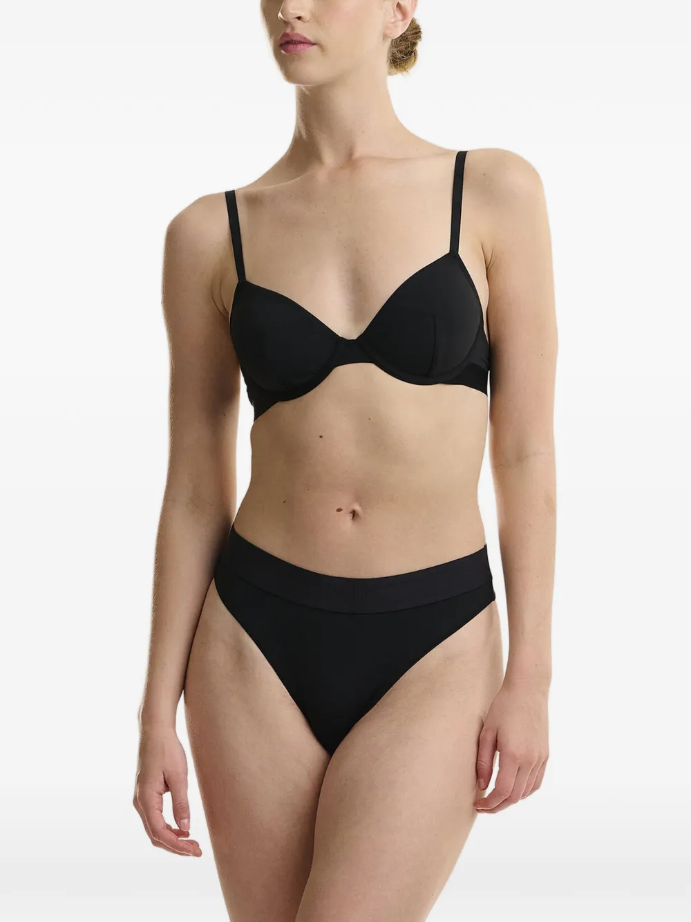 Wolford logo-waistband thong Zwart